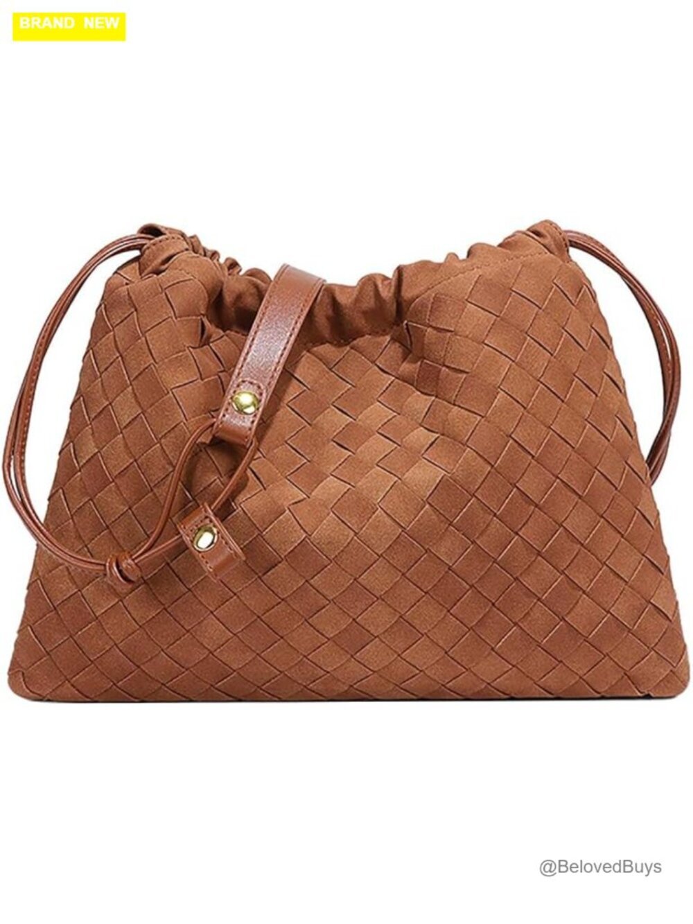 Faux Suede Woven Hobo Tote Bag Slouchy Crossbody Shoulder Purse